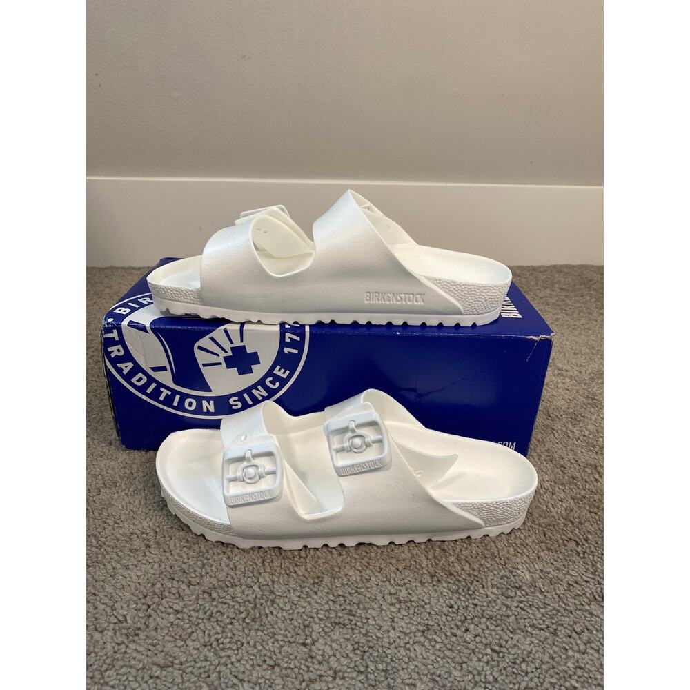 New Birkenstock Arizona Essentials EVA Sandals White Size 38 Waterproof - Picture 2 of 4